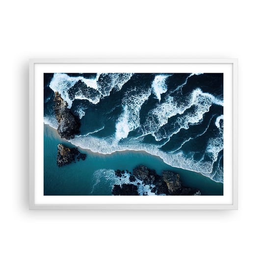 Obraz - Plakat - Otulone falami - 70x50cm - Klif Morze Natura - Nowoczesny modny obraz Plakat rama biała ARTTOR ARTTOR