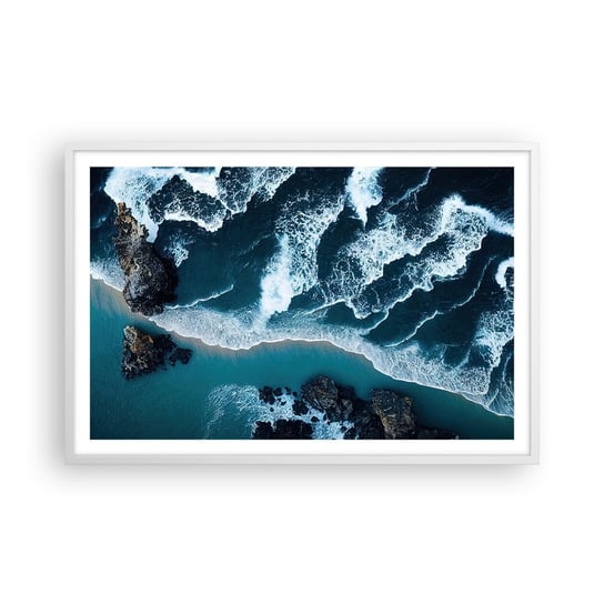 Obraz - Plakat - Otulone falami - 91x61cm - Klif Morze Natura - Foto Plakaty na ścianę w ramie białej - Plakat do Salonu Sypialni ARTTOR ARTTOR