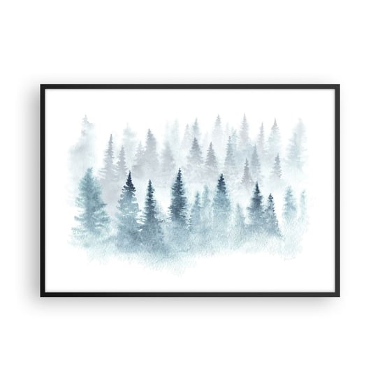 Obraz - Plakat - Otulone mgłą - 100x70cm - Krajobraz Las Świerk - Foto Plakaty w ramie koloru czarnego do Salonu Sypialni ARTTOR ARTTOR