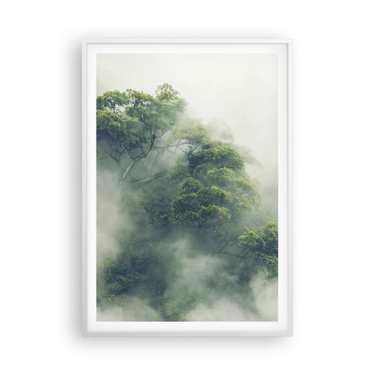 Obraz - Plakat - Otulone mgłą - 70x100cm - Las Mgła Natura - Foto Plakaty w ramie koloru białego do Salonu Sypialni ARTTOR ARTTOR