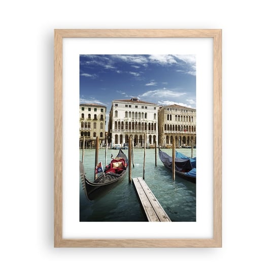Obraz - Plakat - Pałace w błękicie - 30x40cm - Miasto Wenecja Architektura - Foto Plakaty na ścianę w ramie jasny dąb - Plakat do Salonu Sypialni ARTTOR ARTTOR