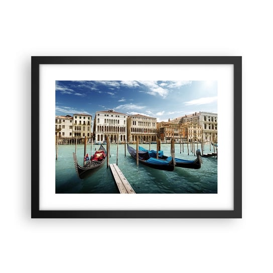 Obraz - Plakat - Pałace w błękicie - 40x30cm - Miasto Wenecja Architektura - Foto Plakaty na ścianę w czarnej ramie - Plakat do Salonu Sypialni ARTTOR ARTTOR