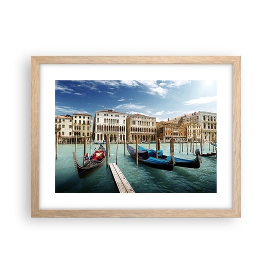 Obraz - Plakat - Pałace w błękicie - 40x30cm - Miasto Wenecja Architektura - Foto Plakaty na ścianę w ramie jasny dąb - Plakat do Salonu Sypialni ARTTOR ARTTOR