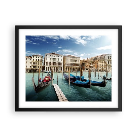 Obraz - Plakat - Pałace w błękicie - 50x40cm - Miasto Wenecja Architektura - Foto Plakaty w ramie koloru czarnego do Salonu Sypialni ARTTOR ARTTOR