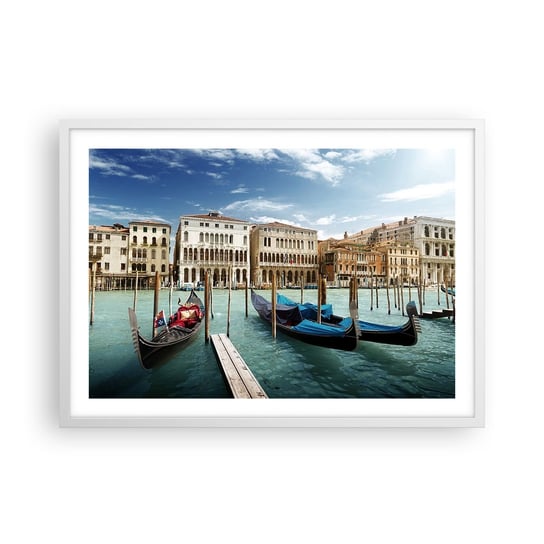 Obraz - Plakat - Pałace w błękicie - 70x50cm - Miasto Wenecja Architektura - Nowoczesny modny obraz Plakat rama biała ARTTOR ARTTOR