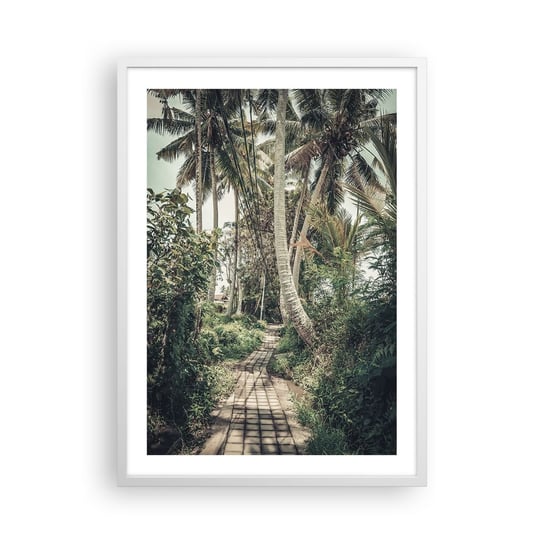 Obraz - Plakat - Palmowa aleja - 50x70cm - Egzotyka Palmy Ścieżka - Nowoczesny modny obraz Plakat rama biała ARTTOR ARTTOR