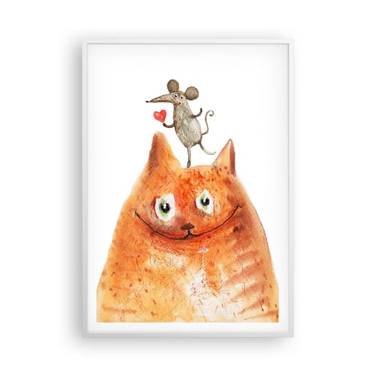 Obraz - Plakat - Paradoksy miłości - 70x100cm - Dla Dzieci Mysz Kot - Foto Plakaty w ramie koloru białego do Salonu Sypialni ARTTOR ARTTOR