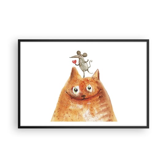 Obraz - Plakat - Paradoksy miłości - 91x61cm - Dla Dzieci Mysz Kot - Foto Plakaty na ścianę w czarnej ramie - Plakat do Salonu Sypialni ARTTOR ARTTOR