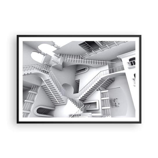Obraz - Plakat - Paradoksy przestrzeni - 100x70cm - Abstrakcja 3D Architektura - Foto Plakaty w ramie koloru czarnego do Salonu Sypialni ARTTOR ARTTOR