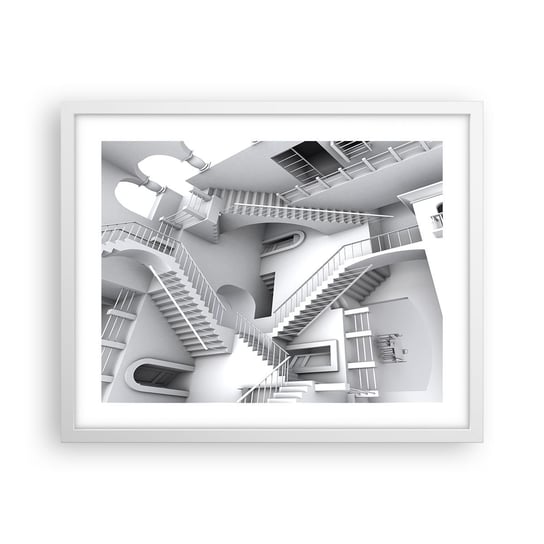 Obraz - Plakat - Paradoksy przestrzeni - 50x40cm - Abstrakcja 3D Architektura - Foto Plakaty w ramie koloru białego do Salonu Sypialni ARTTOR ARTTOR