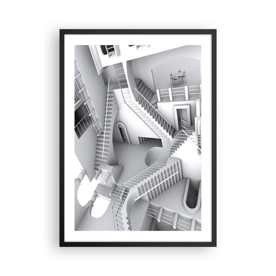 Obraz - Plakat - Paradoksy przestrzeni - 50x70cm - Abstrakcja 3D Architektura - Nowoczesny modny obraz Plakat czarna rama ARTTOR ARTTOR