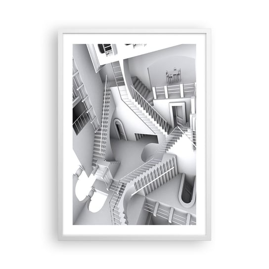 Obraz - Plakat - Paradoksy przestrzeni - 50x70cm - Abstrakcja 3D Architektura - Nowoczesny modny obraz Plakat rama biała ARTTOR ARTTOR