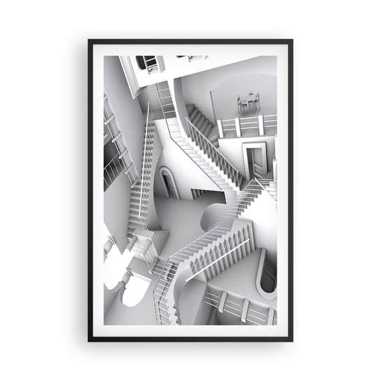 Obraz - Plakat - Paradoksy przestrzeni - 61x91cm - Abstrakcja 3D Architektura - Foto Plakaty na ścianę w czarnej ramie - Plakat do Salonu Sypialni ARTTOR ARTTOR