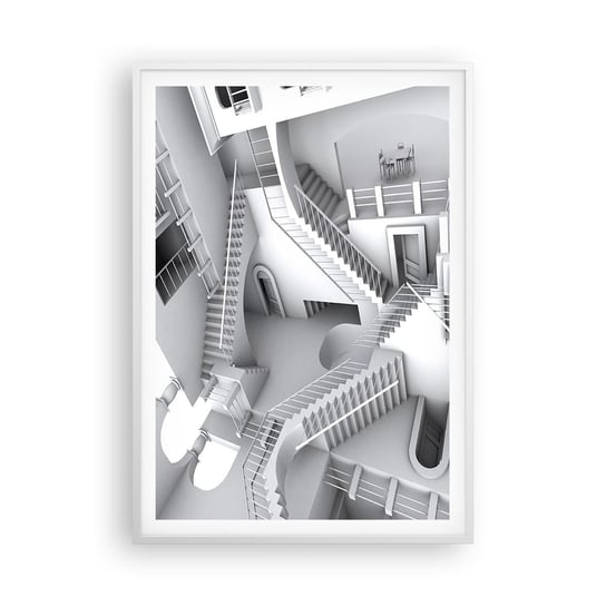 Obraz - Plakat - Paradoksy przestrzeni - 70x100cm - Abstrakcja 3D Architektura - Foto Plakaty w ramie koloru białego do Salonu Sypialni ARTTOR ARTTOR