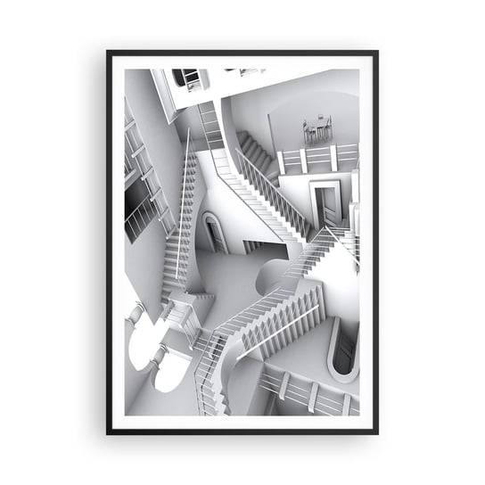 Obraz - Plakat - Paradoksy przestrzeni - 70x100cm - Abstrakcja 3D Architektura - Foto Plakaty w ramie koloru czarnego do Salonu Sypialni ARTTOR ARTTOR