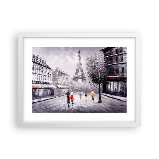Obraz - Plakat - Paryska przechadzka - 40x30cm - Miasto Paryż Wieża Eiffla - Foto Plakaty na ścianę w ramie białej - Plakat do Salonu Sypialni ARTTOR ARTTOR