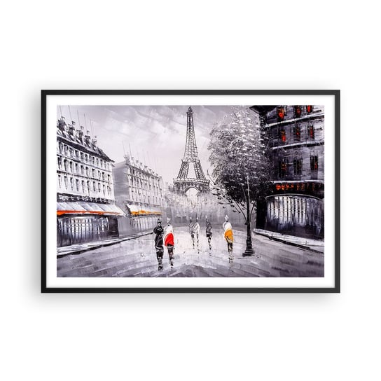 Obraz - Plakat - Paryska przechadzka - 91x61cm - Miasto Paryż Wieża Eiffla - Foto Plakaty na ścianę w czarnej ramie - Plakat do Salonu Sypialni ARTTOR ARTTOR