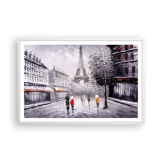 Obraz - Plakat - Paryska przechadzka - 91x61cm - Miasto Paryż Wieża Eiffla - Foto Plakaty na ścianę w ramie białej - Plakat do Salonu Sypialni ARTTOR ARTTOR