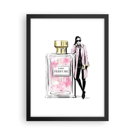Obraz - Plakat - Paryska zmysłowość - 30x40cm - Perfumy Kobieta Moda - Foto Plakaty na ścianę w czarnej ramie - Plakat do Salonu Sypialni ARTTOR ARTTOR