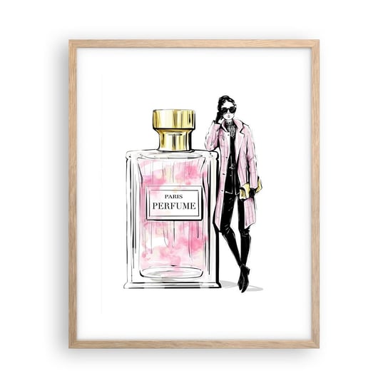 Obraz - Plakat - Paryska zmysłowość - 40x50cm - Perfumy Kobieta Moda - Foto Plakaty w ramie koloru jasny dąb do Salonu Sypialni ARTTOR ARTTOR