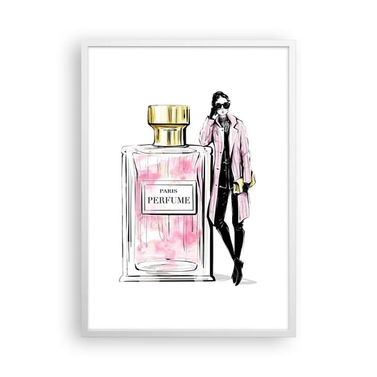 Obraz - Plakat - Paryska zmysłowość - 50x70cm - Perfumy Kobieta Moda - Nowoczesny modny obraz Plakat rama biała ARTTOR ARTTOR