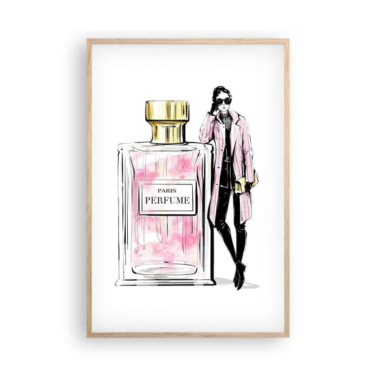 Obraz - Plakat - Paryska zmysłowość - 61x91cm - Perfumy Kobieta Moda - Foto Plakaty na ścianę w ramie jasny dąb - Plakat do Salonu Sypialni ARTTOR ARTTOR