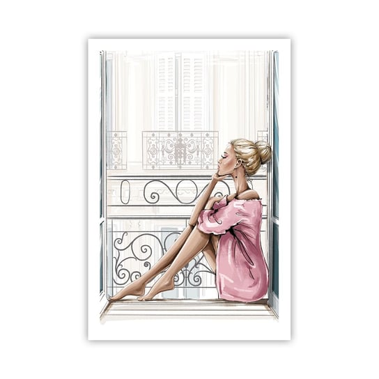 Obraz - Plakat - Paryski poranek - 61x91cm - Kobieta Modelka Architektura - Foto Plakaty na ścianę bez ramy - Plakat do Salonu Sypialni ARTTOR ARTTOR