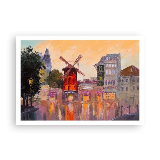 Obraz - Plakat - Paryskie ikony – Moulin Rouge - 100x70cm - Paryż Wiatrak Moulin Rouge - Foto Plakaty bez ramy na ścianę do Salonu Sypialni ARTTOR ARTTOR