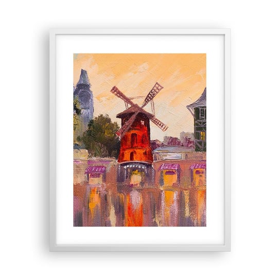 Obraz - Plakat - Paryskie ikony – Moulin Rouge - 40x50cm - Paryż Wiatrak Moulin Rouge - Foto Plakaty w ramie koloru białego do Salonu Sypialni ARTTOR ARTTOR