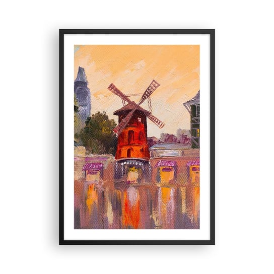 Obraz - Plakat - Paryskie ikony – Moulin Rouge - 50x70cm - Paryż Wiatrak Moulin Rouge - Nowoczesny modny obraz Plakat czarna rama ARTTOR ARTTOR