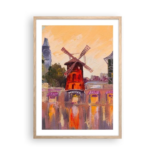 Obraz - Plakat - Paryskie ikony – Moulin Rouge - 50x70cm - Paryż Wiatrak Moulin Rouge - Nowoczesny modny obraz Plakat rama jasny dąb ARTTOR ARTTOR