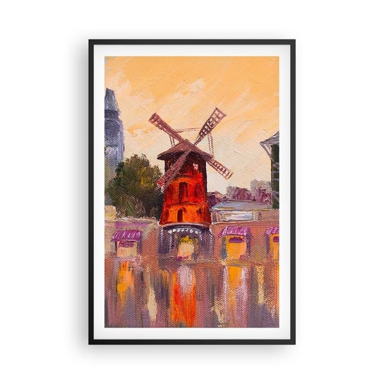 Obraz - Plakat - Paryskie ikony – Moulin Rouge - 61x91cm - Paryż Wiatrak Moulin Rouge - Foto Plakaty na ścianę w czarnej ramie - Plakat do Salonu Sypialni ARTTOR ARTTOR