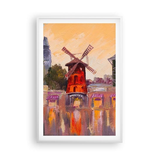 Obraz - Plakat - Paryskie ikony – Moulin Rouge - 61x91cm - Paryż Wiatrak Moulin Rouge - Foto Plakaty na ścianę w ramie białej - Plakat do Salonu Sypialni ARTTOR ARTTOR