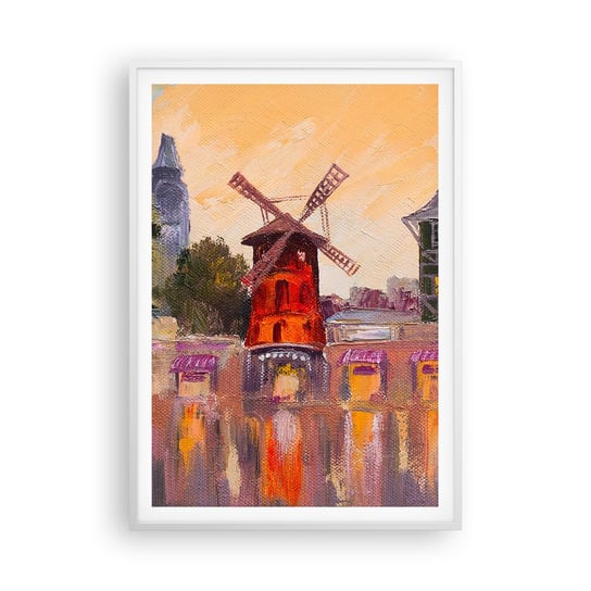 Obraz - Plakat - Paryskie ikony – Moulin Rouge - 70x100cm - Paryż Wiatrak Moulin Rouge - Foto Plakaty w ramie koloru białego do Salonu Sypialni ARTTOR ARTTOR