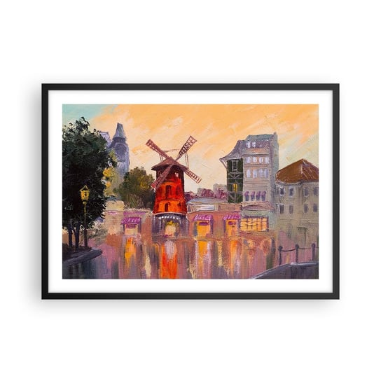 Obraz - Plakat - Paryskie ikony – Moulin Rouge - 70x50cm - Paryż Wiatrak Moulin Rouge - Nowoczesny modny obraz Plakat czarna rama ARTTOR ARTTOR