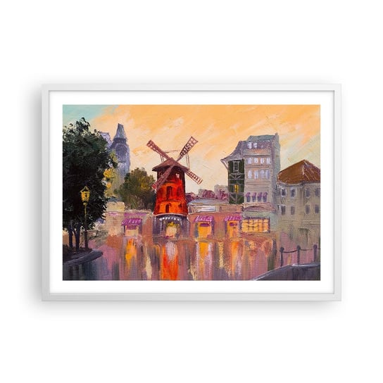 Obraz - Plakat - Paryskie ikony – Moulin Rouge - 70x50cm - Paryż Wiatrak Moulin Rouge - Nowoczesny modny obraz Plakat rama biała ARTTOR ARTTOR