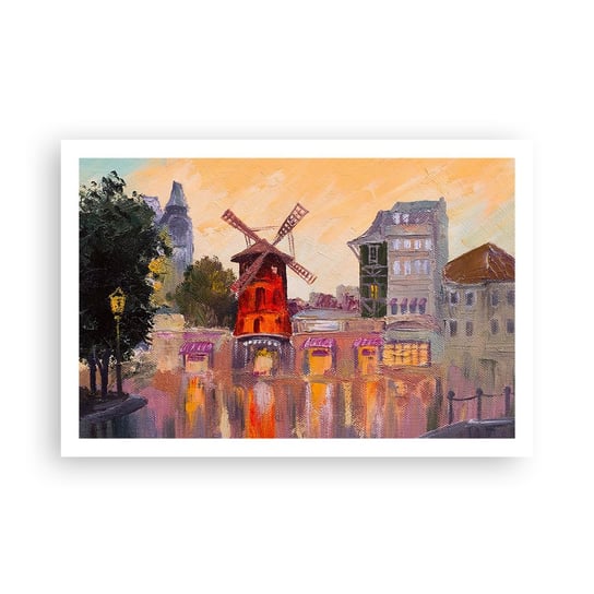 Obraz - Plakat - Paryskie ikony – Moulin Rouge - 91x61cm - Paryż Wiatrak Moulin Rouge - Foto Plakaty na ścianę bez ramy - Plakat do Salonu Sypialni ARTTOR ARTTOR