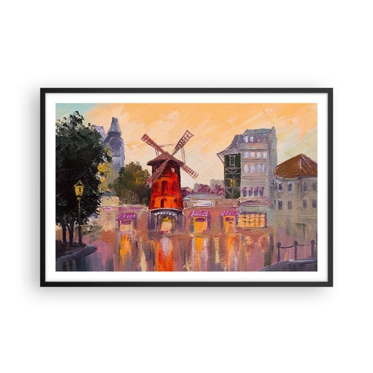 Obraz - Plakat - Paryskie ikony – Moulin Rouge - 91x61cm - Paryż Wiatrak Moulin Rouge - Foto Plakaty na ścianę w czarnej ramie - Plakat do Salonu Sypialni ARTTOR ARTTOR
