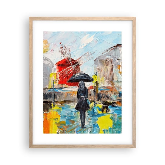 Obraz - Plakat - Paryskie legendy - 40x50cm - Kobieta Paryż Miasto - Foto Plakaty w ramie koloru jasny dąb do Salonu Sypialni ARTTOR ARTTOR