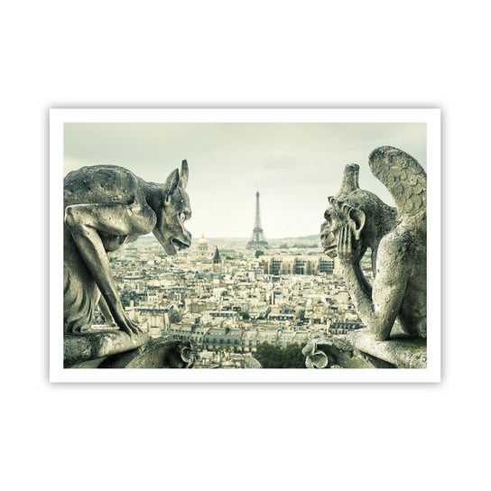 Obraz - Plakat - Paryskie pogaduchy - 100x70cm - Miasto Paryż Katedra Notre-Dame - Foto Plakaty bez ramy na ścianę do Salonu Sypialni ARTTOR ARTTOR