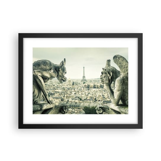 Obraz - Plakat - Paryskie pogaduchy - 40x30cm - Miasto Paryż Katedra Notre-Dame - Foto Plakaty na ścianę w czarnej ramie - Plakat do Salonu Sypialni ARTTOR ARTTOR