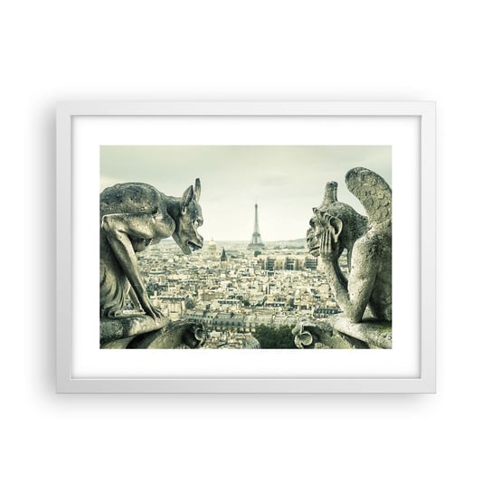 Obraz - Plakat - Paryskie pogaduchy - 40x30cm - Miasto Paryż Katedra Notre-Dame - Foto Plakaty na ścianę w ramie białej - Plakat do Salonu Sypialni ARTTOR ARTTOR