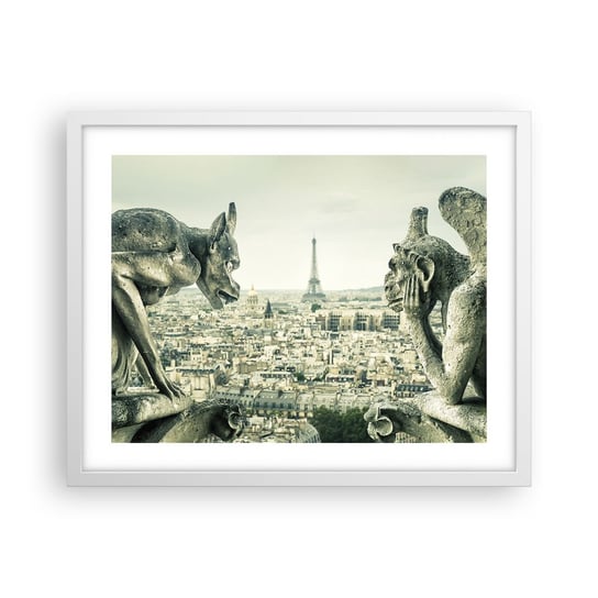 Obraz - Plakat - Paryskie pogaduchy - 50x40cm - Miasto Paryż Katedra Notre-Dame - Foto Plakaty w ramie koloru białego do Salonu Sypialni ARTTOR ARTTOR