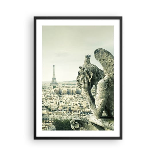 Obraz - Plakat - Paryskie pogaduchy - 50x70cm - Miasto Paryż Katedra Notre-Dame - Nowoczesny modny obraz Plakat czarna rama ARTTOR ARTTOR