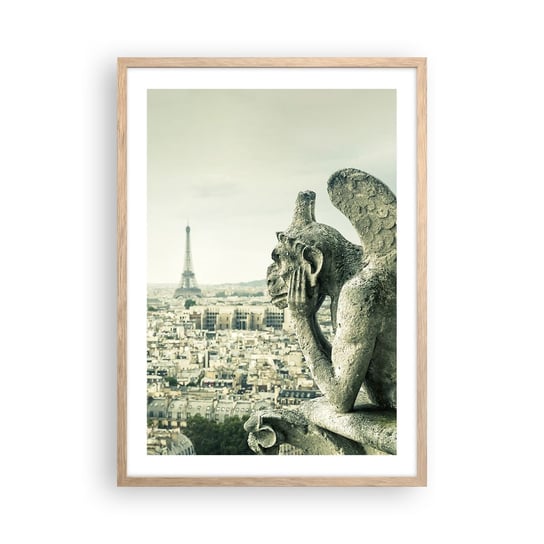 Obraz - Plakat - Paryskie pogaduchy - 50x70cm - Miasto Paryż Katedra Notre-Dame - Nowoczesny modny obraz Plakat rama jasny dąb ARTTOR ARTTOR