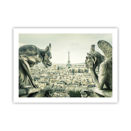 Obraz - Plakat - Paryskie pogaduchy - 70x50cm - Miasto Paryż Katedra Notre-Dame - Nowoczesny modny obraz Plakat bez ramy do Salonu Sypialni ARTTOR ARTTOR