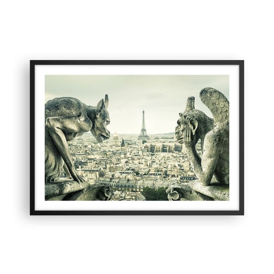 Obraz - Plakat - Paryskie pogaduchy - 70x50cm - Miasto Paryż Katedra Notre-Dame - Nowoczesny modny obraz Plakat czarna rama ARTTOR ARTTOR