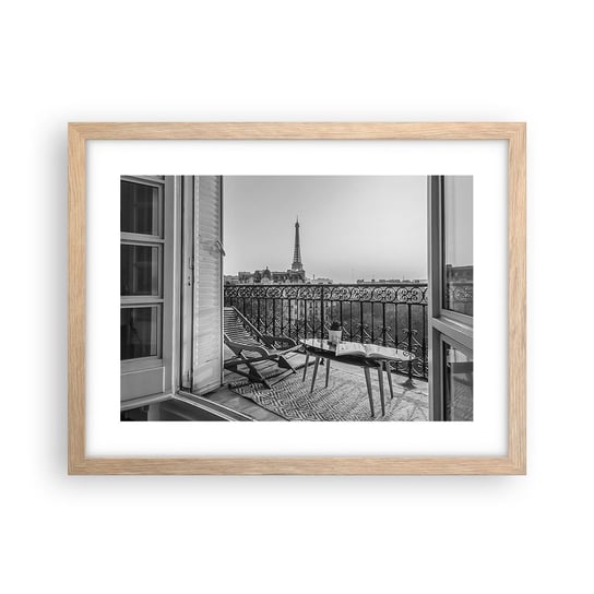 Obraz - Plakat - Paryskie popołudnie - 40x30cm - Miasto Paryż Architektura - Foto Plakaty na ścianę w ramie jasny dąb - Plakat do Salonu Sypialni ARTTOR ARTTOR