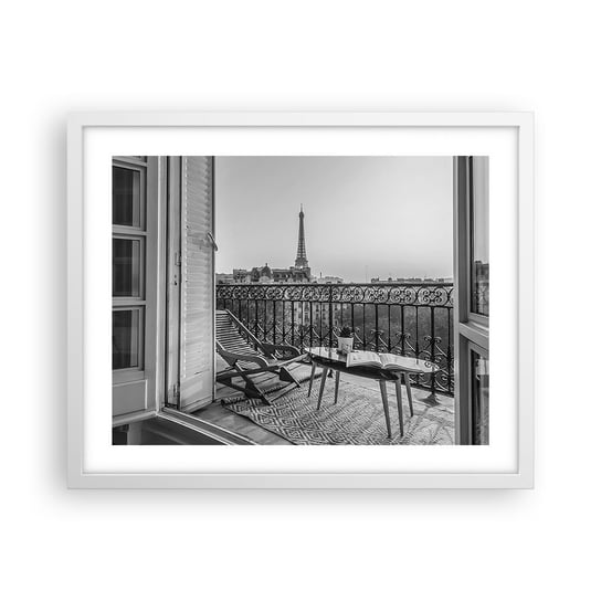 Obraz - Plakat - Paryskie popołudnie - 50x40cm - Miasto Paryż Architektura - Foto Plakaty w ramie koloru białego do Salonu Sypialni ARTTOR ARTTOR