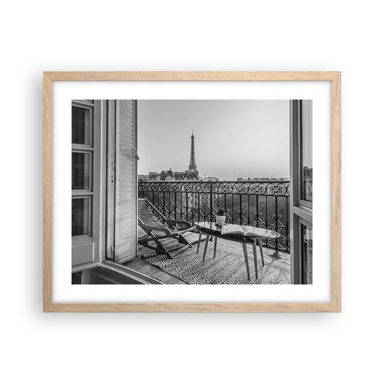 Obraz - Plakat - Paryskie popołudnie - 50x40cm - Miasto Paryż Architektura - Foto Plakaty w ramie koloru jasny dąb do Salonu Sypialni ARTTOR ARTTOR